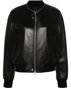 Jil Sander Leather Bomber Jacket - Black