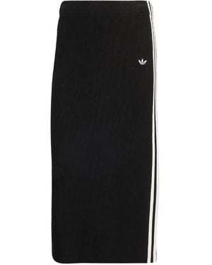adidas Ribbed Striped Midi Straight Skirt - Black