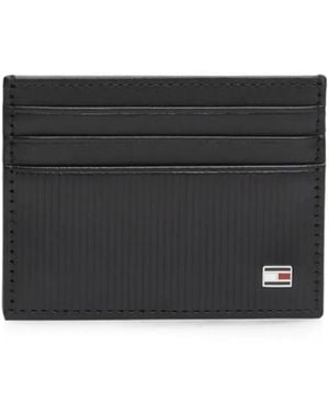 Tommy Hilfiger Flag-Plaque Ribbed Card Holder - Black