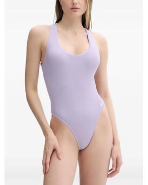Nike Ribbed-Knit Crossover Swimsuit - Purple