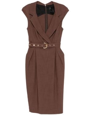 Pinko Midi Dress With Belt - Brown
