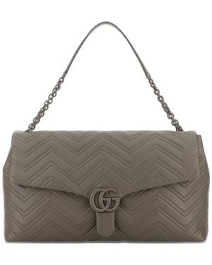 Gucci Maxi Gg Marmont-Motif Shoulder Bag - Grey