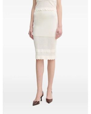 GAUDI Pointelle-Scalloped Midi Skirt - White