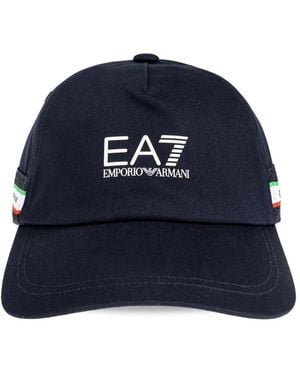 EA7 Logo-Print Baseball Cap - Blue