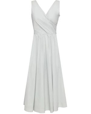 Add Robe En Coton À Coupe Mi-Longue - Blanc
