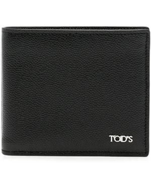 Tod's Logo-Plaque Pebbled-Leather Wallet - Black