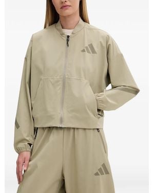 adidas Logo-Print Bomber Jacket - Natural
