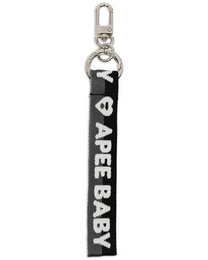 AAPE BY A BATHING AP Logo-Embroidered Strap Keyring - White