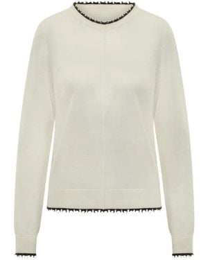 Pinko Frayed-Edge Sweater - White