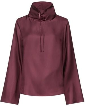 Loulou de Saison Drawstring-Neck Wide-Sleeve Top - Purple