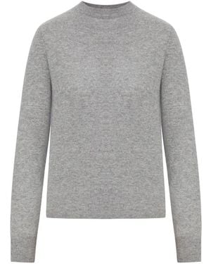 Max Mara Crew-Neck Wool Fine-Knit Top - Grey