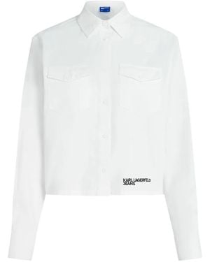 KARL LAGERFELD Flap-Pocket Logo Shirt - White