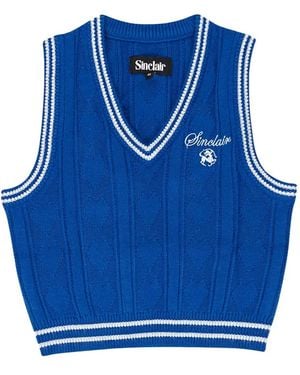 Sinclair Daisy Cable-Knit V-Neck Vest - Blue