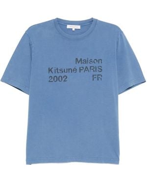 Maison Kitsuné 2002 ausgeblichenes T-Shirt - Blau