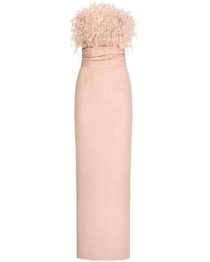 Oscar de la Renta Point D'Esprit Feather-Embroidered Midi Dress - White
