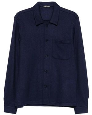 Tom Ford Patch-Pocket Button-Up Shirt - Blue