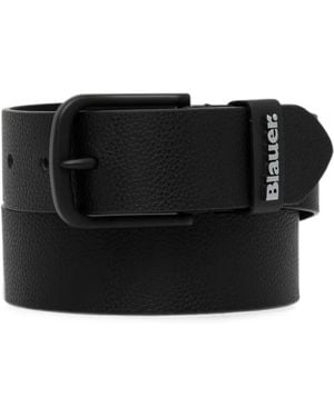 Blauer Logo-Detail Leather Belt - Black