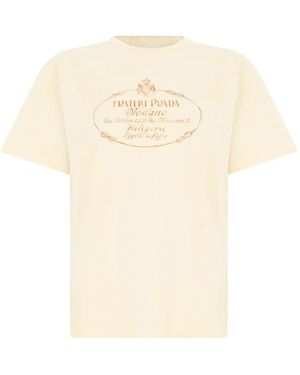 Prada Graphic-Print T-Shirt - Natural