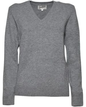 MC2 Saint Barth V-Neck Knitted Sweater - Gray