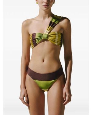 Baobab Maple One-Shoulder Ruched Bikini Top - Green