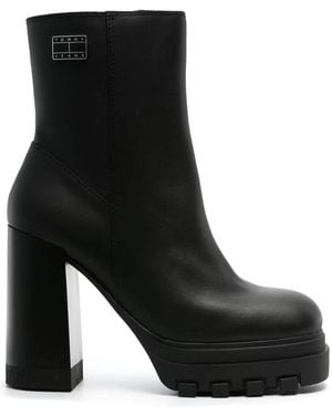 Tommy Hilfiger 120Mm Logo-Print Ankle Boots - Black