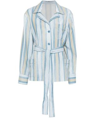 Ermanno Scervino Striped Belted Jacket - Blue
