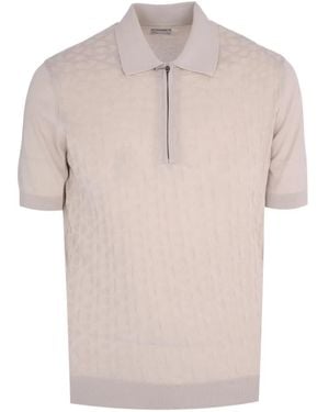 Pal Zileri Geometric-Jacquard Zip-Up Polo Shirt - Pink