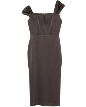 Alex Perry Vestido Midi Con Cuello En V - Marrón
