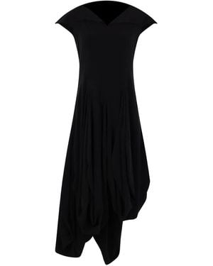 Yohji Yamamoto Asymmetric-Hem Dress - Black