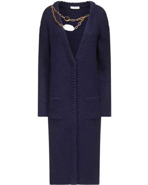 Area Ribbed Long-Length Cardigan - Blue