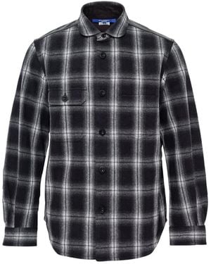 Junya Watanabe Checked Long-Sleeve Shirt - Blue