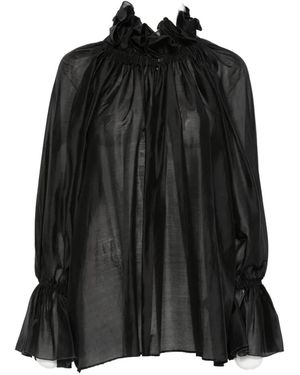 Thelatest Ruffled High-Neck Blouse - Black