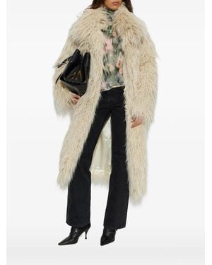Off-White c/o Virgil Abloh Belted Faux-Fur Coat - Natural