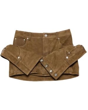 Juun.J Gelaagde Suède Mini-Rok - Bruin