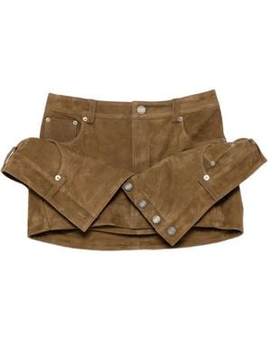 Juun.J Layered Suede Mini Skirt - Brown