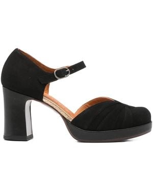 Chie Mihara 80Mm Suede Heeled Court Shoes - Black