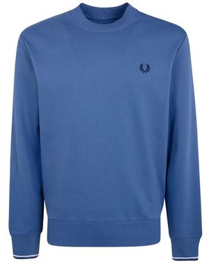 Fred Perry Laurel Wreath-Embroidered Jumper - Blue