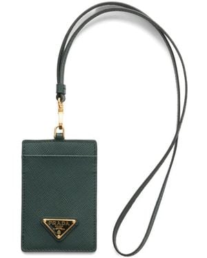 Prada Leather Badge Holder - Green