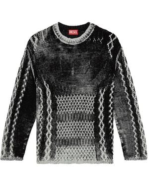 DIESEL Oval D Pullover Mit Zopfmuster - Schwarz