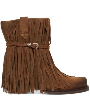 POSA Dallas Fringe-Trimmed Boots - Brown