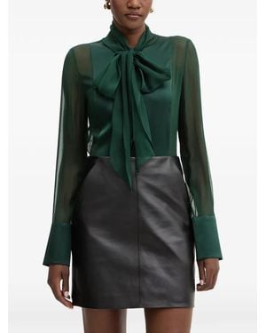 retroféte Blouse Met Strikdetail - Groen