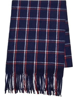 Undercover Check Fringed Scarf - Blue
