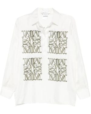 Max Mara Maxmarabesque-Print Silk Shirt - White