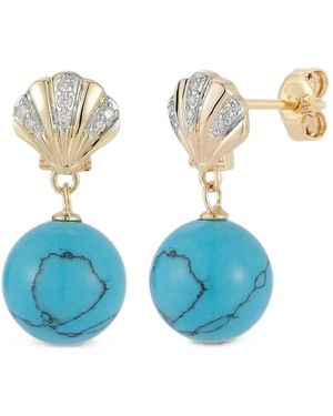 Mateo Pendientes Venus Con Diamantes Y Turquesa - Azul
