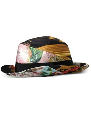 Dolce & Gabbana Fedora Hoed Met Patchwork En Brede Rand - Zwart