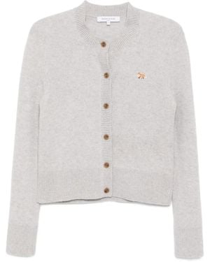 Maison Kitsuné Baby Fox Lambswool Fitted Cardigan - White