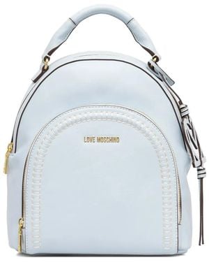 Love Moschino Stitch-Detail Logo Backpack - Blue