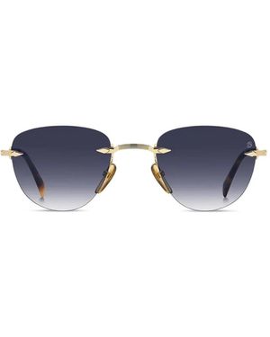 David Beckham Rimless Pilot-Frame Sunglasses - Blue