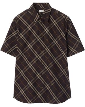 Burberry Check-Pattern Cotton Shirt - Black