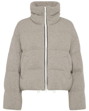 Brunello Cucinelli Cashmere Ribbed Knit Puffer Jacket - Gray